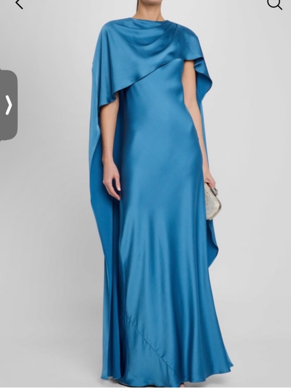 SIMKHAI IZEL GOWN One-Shoulder baby blue Maxi Dress with Draped Cape - Picture 3 of 8